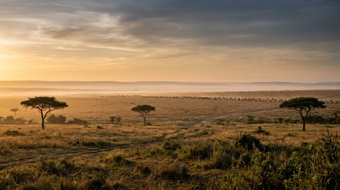 Safarivoertuig op een zandweg door de savanne