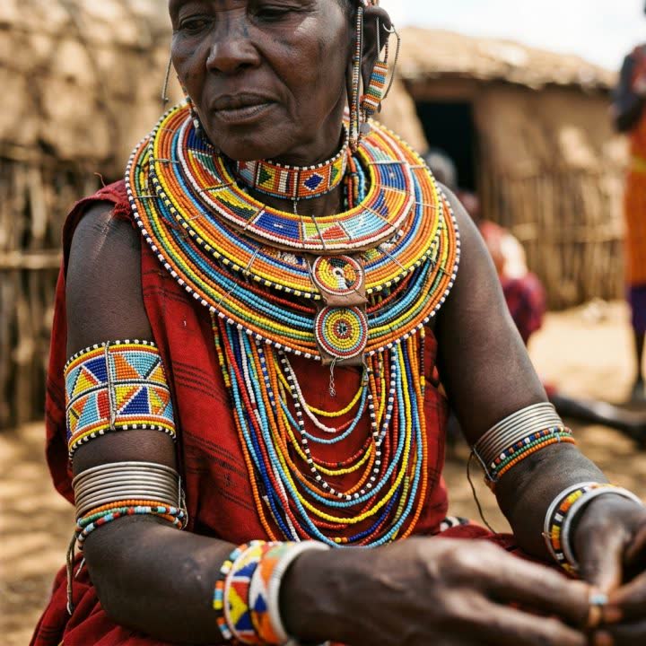 Handgemaakte Maasai-kralen in felle kleuren