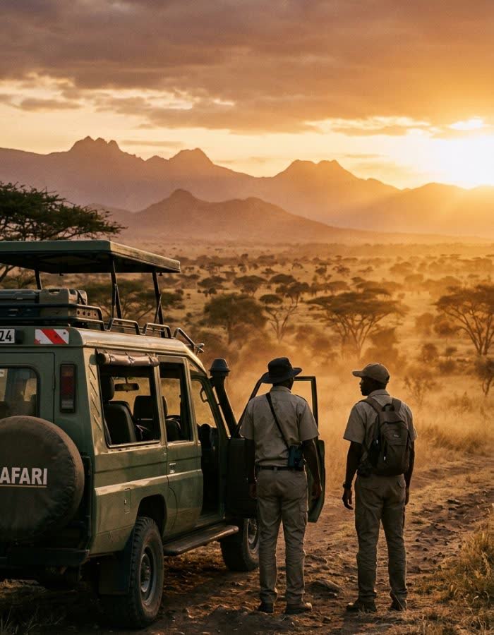 Gerald Croes en Angel Kopa samen voor hun safarivoertuig