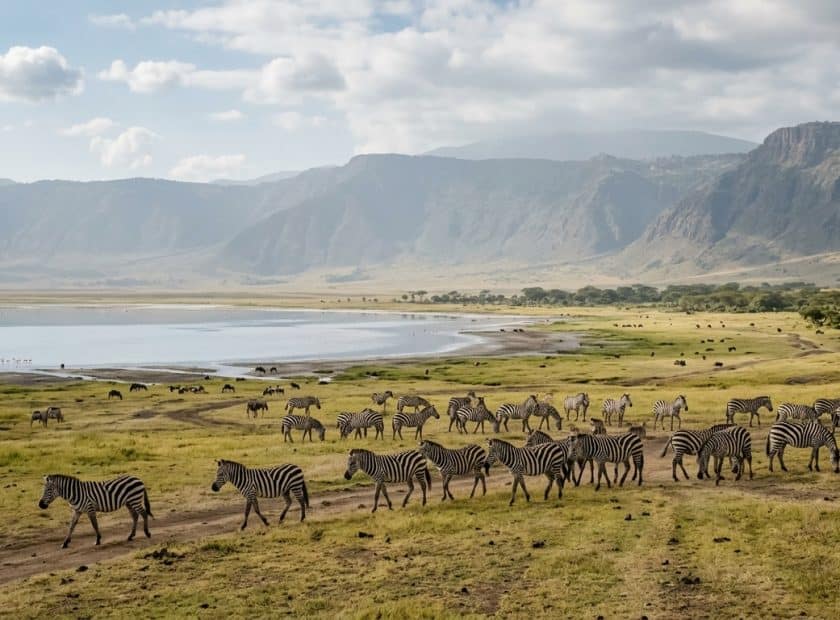 Uitzicht over de Ngorongoro-krater vanaf de kraterrand